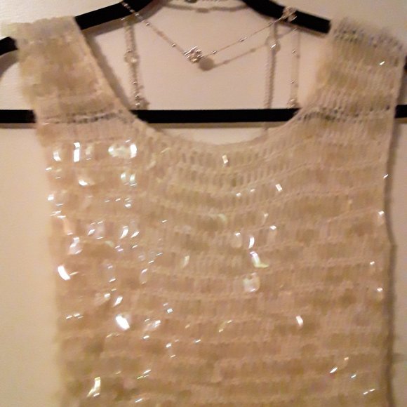 Boutique  Ivory Sequin Sweater!  Not Worn  Sz. M - Picture 7 of 7